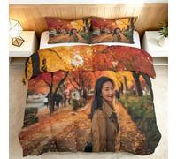 Générique Couette Imprimée 3D 160x200cm Beautés d'automne du Parc Couette en Duvet 4 Saisons Chaudes Légère, Down Alternative Réversible avec 2 Taies d'oreiller 65x65, Lavable en Machine