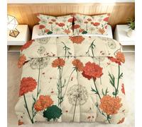 Générique Couette Imprimée 3D 240x260cm Fleurs Sauvages Et Pissenlits Couette en Duvet 4 Saisons Chaudes Légère, Down Alternative Réversible avec 2 Taies d'oreiller 65x65, Lavable en Machine