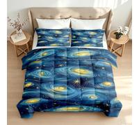 Générique Couette sans Housse 140x200 Ciel étoilé Abstrait Couette 3D Réversible 1 Personne Nature Imprimée Duvet Édredon Legere Chaude Lavable en Machine et 2 Taies d'oreiller Cadeau 2y600