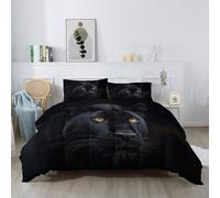 Générique Couettes Animal Léopard Regard Imprimée 220 x 240 cm Réversible Couette Design Réaliste 4 Saisons - Noir Couette Matelassée pour Lit 2 Personnes, Edredon Couettes sans Houss