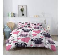Générique Couettes Imprimée 155 x 220 cm Animaux Carlin Réversible Couette Style De Cartoon Mignon 4 Saisons - Rose Et Noir Couette Matelassée pour Lit 2 Personnes, Edredon Couettes sans Houss