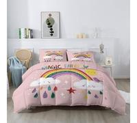 Générique Couettes Nuage Soleil Imprimée 155 x 220 cm Réversible Couette Design Dessiné à la Main Illustration 4 Saisons - Coloré Couette Matelassée pour Lit 2 Personnes, Edredon Couettes sans Houss
