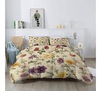 Générique Couettes Plante Fleur Dessiné à la Main Imprimée 220 x 240 cm Réversible Couette Design Frais 4 Saisons - Coloré Couette Matelassée pour Lit 2 Personnes, Edredon Couettes sans Houss