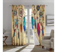 Générique Couleur Rideaux à œillets, Occultants Thermiques Moderne modèle Ethnique Bohème Attrape-Rêves Rideaux Imprimé, 75L X 166H cm (2 Panneaux) pour Salon Chambre Fenetre