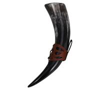 Générique Coupe à Boire en Corne de Bœuf Authentique Vintage avec Ceinture Pu, Grosse Capacité, Robuste, pour Bars et Fêtes Style Médiéval Unique Couleur Aléatoire
