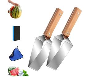 Générique Coupe-pastèque En Acier Inoxydable, Nouveau Coupe-pastèque Triangulaire 2026, Triangulaire, En Acier Inoxydable Avec Manche En Bois, Outil De Découpe De Pour La Cuisine (2 Set)