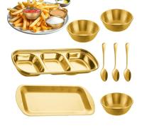 Générique Coupelles À Sauce - Ensemble de 8 Pièces, Empilable Portable 3 Compartiments,Assiettes pour trempette avec bols et cuillères,Pour Sel Ketchup Sucre Vinaigre Hot Pot Pique-nique Barbecue