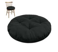 Générique Coussin D'assise Rond en Velours Côtelé,Coussin De Chaise Moelleux,Antidérapant Et Lavable Coussin De Sol Rond,D'extérieur D'intérieur pour Chaises Tabourets, Salon,Noir,40x40x10cm