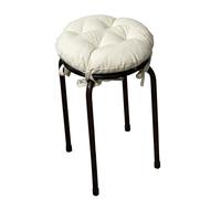 Générique Coussin de Chaise - Coussin Rond antidérapant en Velours côtelé épais pour Tabouret, Coussin d'assise Ultra Doux Blanc crème avec Attaches, 40 cm / 16 po, Couleur Unie, pour Salle à Manger