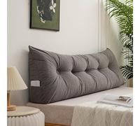 Générique Coussin De Dossier en Velours Côtelé De 180 Cm, Coussin De Lecture Lavable pour Adultes, Tête De Lit pour Canapé, avec Housse Amovible Et Poche Latérale, Coussin Mural,Gris,40x180cm