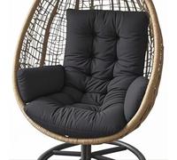 Générique Coussin pour Fauteuil Suspendu Extérieur, Galette de Chaise Nid d'Oeuf Imperméable en Polyester avec Rembourrage Coton PP, Coussin de Panier Suspendu pour Jardin et Balcon,Noir