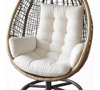 Générique Coussin pour Fauteuil Suspendu Extérieur, Galette de Chaise Nid d'Oeuf Imperméable en Polyester avec Rembourrage Coton PP, Coussin de Panier Suspendu pour Jardin et Balcon,Blanc