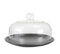Générique Couvercle en Verre Borosilicate pour Micro-Ondes, Anti-éclaboussures, Cloche Multifonction pour gâteau, poignée Ergonomique, Compatible Lave-Vaisselle,25cm