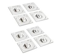 Générique Couvercles de Plateau 8 pcs GN 1/6 Acier Inoxydable, Accessoires Petit électroménager, Accessoires pour Tables Chaudes, Couvercles de bacs pour Tables Chaudes, Argent, (Poids 1.5KG)