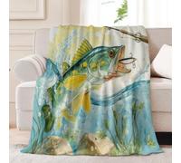 Générique Couverture 150x200 cm, Plaid Polaire en Flanelle Multicolore pour Adultes et Enfants - Doux Plaid imprimée Exquis Animal Poisson Herbe Aquatique - Respirante Couverture pour Canapé Camping