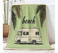 Générique Couverture 200x200 cm, Plaid Polaire en Flanelle Vintage pour Adultes et Enfants - Doux Plaid imprimée Voiture Feuilles Lettres - Confortable & Respirante Couverture pour Canapé Camping