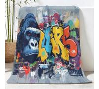 Générique Couverture 70x100 cm, Plaid Polaire en Flanelle Graffiti Exquis pour Adultes et Enfants - Doux Plaid imprimée Animal Orang-Outan - Confortable & Respirante Couverture pour Canapé Camping