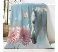 Générique Couverture 70x100 cm, Plaid Polaire en Flanelle Réaliste pour Adultes et Enfants - Doux Plaid imprimée Animal Cheval Floral - Confortable & Respirante Couverture pour Canapé Camping