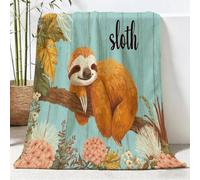 Générique Couverture 80x150 cm, Plaid Polaire en Flanelle Mignon pour Adultes et Enfants - Doux Plaid imprimée Floral Animal Paresseux - Confortable & Respirante Couverture pour Canapé Camping