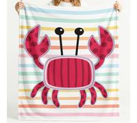 Générique Couverture Cartoon Enfant en Flanelle Ultra-Douce 180 x 220 cm | Plaid Douillette Crabe rayures, Couverture Rose pastel flanelle pour Décorer Le Canapé, La Chambre à Coucher Et Le Divan