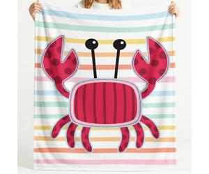 Générique Couverture Cartoon Enfant en Flanelle Ultra-Douce 180 x 220 cm | Plaid Douillette Crabe rayures, Couverture Rose pastel flanelle pour Décorer Le Canapé, La Chambre à Coucher Et Le Divan