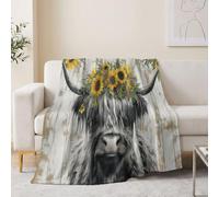 Générique Couverture de Animal Champêtre Marron Clair 130 x 150 cm | Douce Chaude et Confortable Couverture Polaire Vache Des Highlands pour Camping, Cadeaux pour Enfants Adultes
