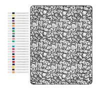 Générique Couverture de Coloriage pour,Jeté de Canapé Lavable 150x115 cm - avec 24 feutres et Une Couverture à colorier,pour Adultes, DIY, Voyage, Voiture, Canapé, Lit,
