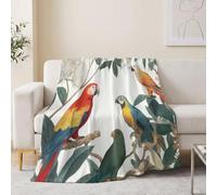 Générique Couverture Douce Oiseaux Perroquet Fleurs Imprimé pour Adolescents et Adultes, Couverture en Flanelle Chaude, Aquarelle Légère et Confortable Plaid pour Toutes Les Saisons, 200x200 cm