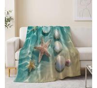 Générique Couverture Douce Plage Étoile De Mer Coquillage Imprimé pour Adolescents et Adultes, Couverture en Flanelle Chaude, Nature Légère et Confortable Plaid pour Toutes Les Saisons, 150x200 cm