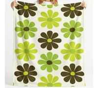 Générique Couverture en Flanelle Douce Floral Vintage Fleur Verte Carreaux Répétition Motif Minimaliste - Couverture Super Chaude Haute Qualité Poils Confortables pour Canapé 150cm x 200cm