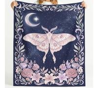 Générique Couverture en Flanelle Douce Gothic Moth Phalène Lune Étoiles Fleurs Bordure - Couverture Super Chaude Haute Qualité Poils Confortables pour Canapé 150cm x 200cm