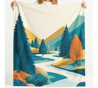 Générique Couverture en Flanelle Douce Landscape Peaceful Rivière Pins Montagne Forêt Nature - Couverture Super Chaude Haute Qualité Poils Confortables pour Canapé 150cm x 200cm