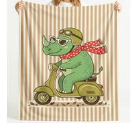 Générique Couverture en Flanelle Douce Rhino Vintage Rhinocéros Skateboard Écharpe Lunettes Animal - Couverture Super Chaude Haute Qualité Poils Confortables pour Canapé 180cm x 200cm