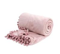 Générique Couverture en Peluche Douce de Couleur, Pompons à Franges, couvertures pelucheuses en Flanelle Polaire décorative pour canapé, lit, canapé