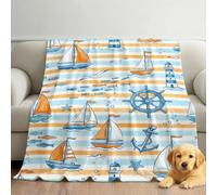 Générique Couverture Plaid Cartoon Nautical 150cm x 150cm, Nautical Animal Couverture Polaire Flanelle Microfibre Moelleuse Chaudes Légères Couvertures pour Lit ou Canapé