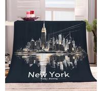 Générique Couverture Polaire 180x200 cm Vue De Nuit De La Ville De New York Moelleuse Couverture Polaire Flanelle, Jeté de Canapé Couverture Chaude et Douce en Peluche Plaid Polaire