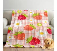 Générique Couverture Polaire Cartoon Cute Moelleuse Douce et Chaude, Fruit Check Pattern Couverture de Voyage, pour Chambre à Coucher, Salon, Bureau 130cm x 150cm