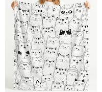 Générique Couverture Polaire Cat Collage Chat Nœud Papillon Chapeau Rayure Pois Moelleuse Douce et Chaude Couverture de Voyage, pour Chambre à Coucher Salon Bureau 130cm x 150cm