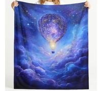 Générique Couverture Polaire Dreamy Starry Montgolfière Nébuleuse Nueage Lueur Univers Moelleuse Douce et Chaude Couverture de Voyage, pour Chambre à Coucher Salon Bureau 150cm x 200cm