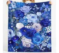 Générique Couverture Polaire Rose Garden Pétale Grappes de Fleurs Jardin Aquarelle Romantique Moelleuse Douce et Chaude Couverture de Voyage, pour Chambre à Coucher Salon Bureau 150cm x 150cm