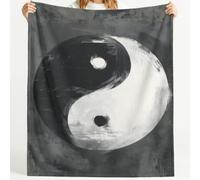 Générique Couverture Polaire Yin Yang Zen Symbole Noir et Blanc Cercle Texture Abstrait Moelleuse Douce et Chaude Couverture de Voyage, pour Chambre à Coucher Salon Bureau 180cm x 200cm