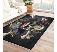 Générique Crâne de Pirate Tapis Chambre Cuisine Bureau 80x120cm, Antidérapant Tapis Tête de Mort Nautique Poil Ras Doux Lavable en Machine pour Decoration Maison X-N6