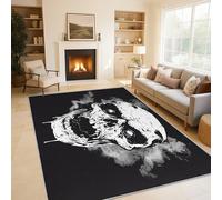 Générique Crâne Tapis Chambre Cuisine Bureau 80x120cm, Antidérapant Tapis Tête de Mort Noir et Blanc Poil Ras Doux Lavable en Machine pour Decoration Maison X-N4