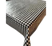 Générique CREADETEX Nappe Vinyle PVC Toile cirée Carreaux Vichy Table guinguette Restaurant (Noir, 220x140)