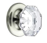 Générique Cristal Octogonal Nickel Satin Boutons 4 Pièces Rosace Ronde | Bouton cristal octogonal, Finition nickel satin, Socle rosace ronde, Fonction passage, Pour couloir placard garde-manger