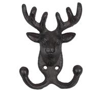 Générique Crochet Mural en Fonte Forme Tête de Cerf 5,12x3,74 Double Patère, Support pour Manteaux et Clés Vis, Décor Rustique pour Chambre, Salon, Entrée