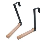 Générique Crochets de porte pliables polyvalents, Construction robuste en bois et en fer, sur le cintre de porte pour vêtements, serviettes sur le cintre