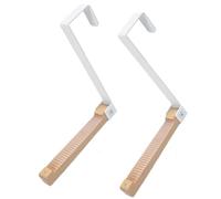 Générique Crochets de porte pliables polyvalents, Construction robuste en bois et en fer, sur le cintre de porte pour vêtements, serviettes sur le cintre