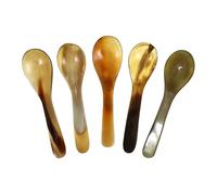 Générique Cuillères à Café Cuillères Multi-usages Lot de 5 en Corne de Bœuf Naturel, Surface Lisse et Très Polie pour Fête Estivale et Desserts