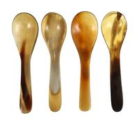 Générique Cuillères à Café et Élégantes Lot de 4 en Corne de Bœuf Multi-usages Surface Lisse Cuillères à Dessert Café Réceptions